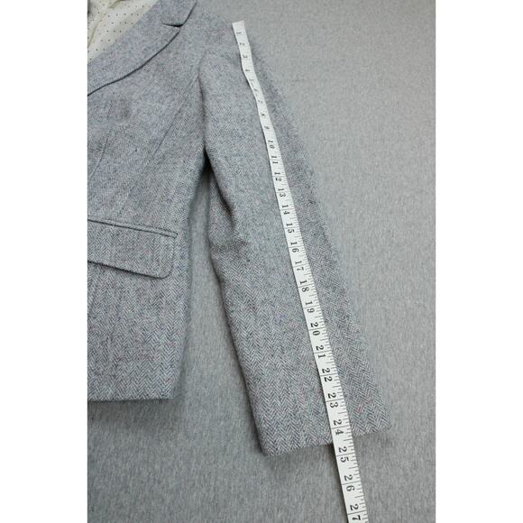 Talbots Blazer Womens 12 Gray Herringbone 2 Button Notch Lapel Formal Jacket - Picture 10 of 12